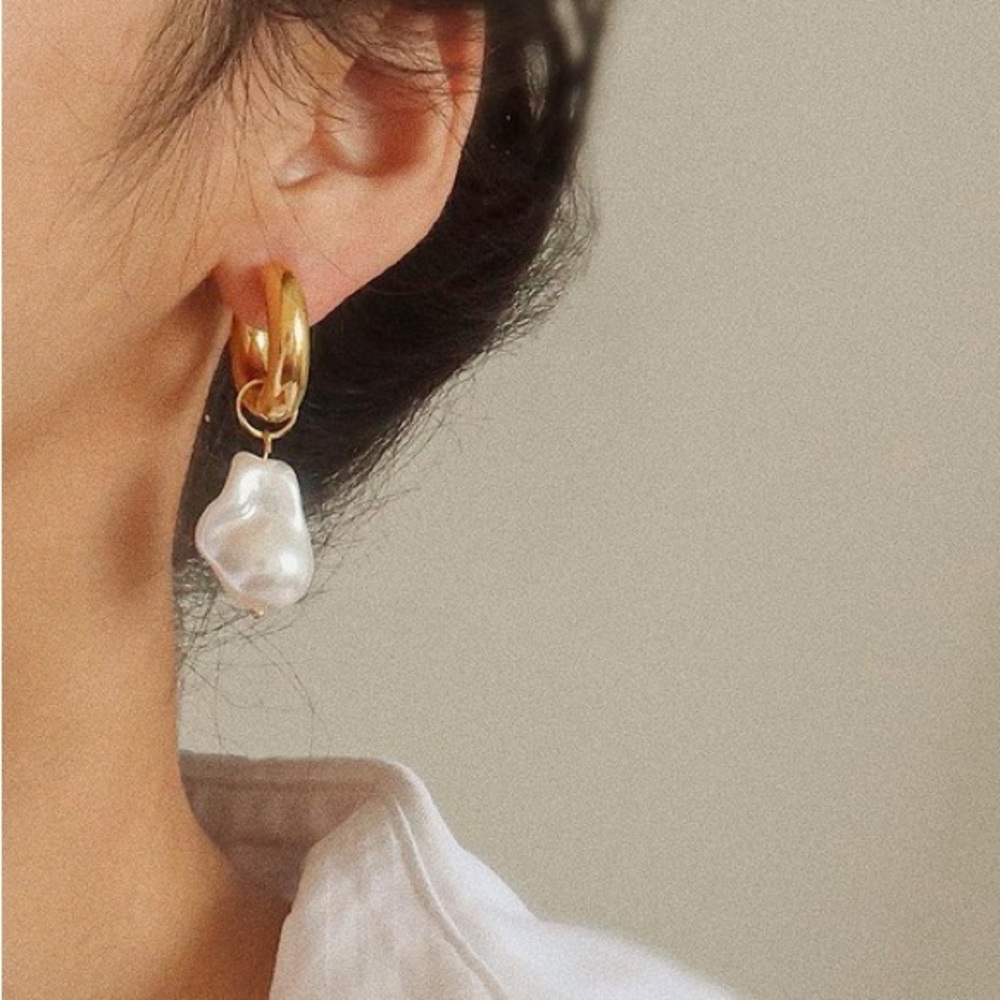 Two in one Baroque Large Pearl Earrings (1008)